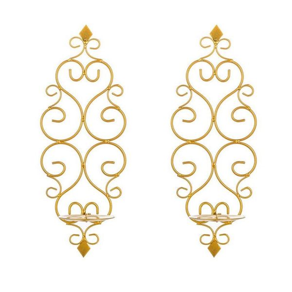 

candle holders 2pcs iron sconce holder hanging wall mounted pillar decor for bedroom dining room living bathroom gold