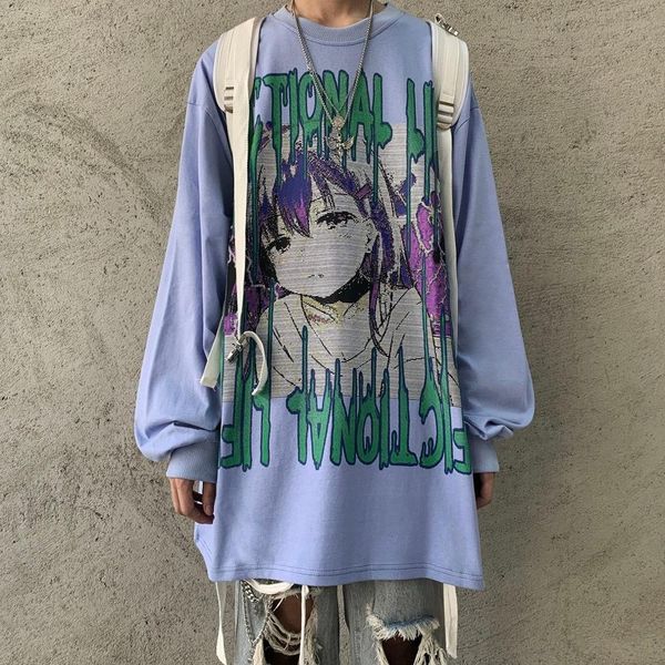 

2021 new hip hop japo homens casual coreano gtico harajuku t camisa primavera outono alta rua de es dimenses s legal dos desenhos dbeg, White;black