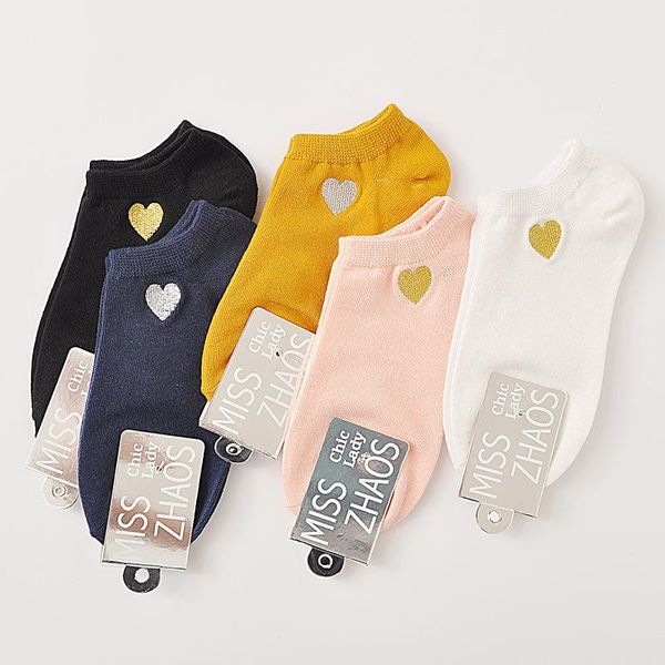 

5 pairs/lot women cotton invisible no show sock non-slip silicone sock spring solid color felmen short slipper socks meias 2021, Black;white