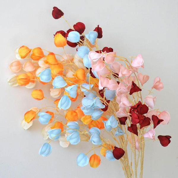 

selling 6-color 3 fork model lantern fruit wedding hall ceiling artificial flower home soft loading plug floral artificial f