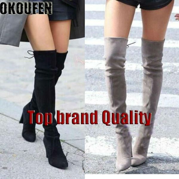 

high heel sharp elastic boots season boots women overknee woman long, Black