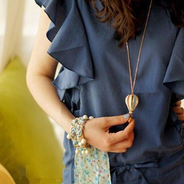 

pendant necklaces korean fashion bow color creative air balloon necklace for woman jewelry gift charm female pendants, Silver