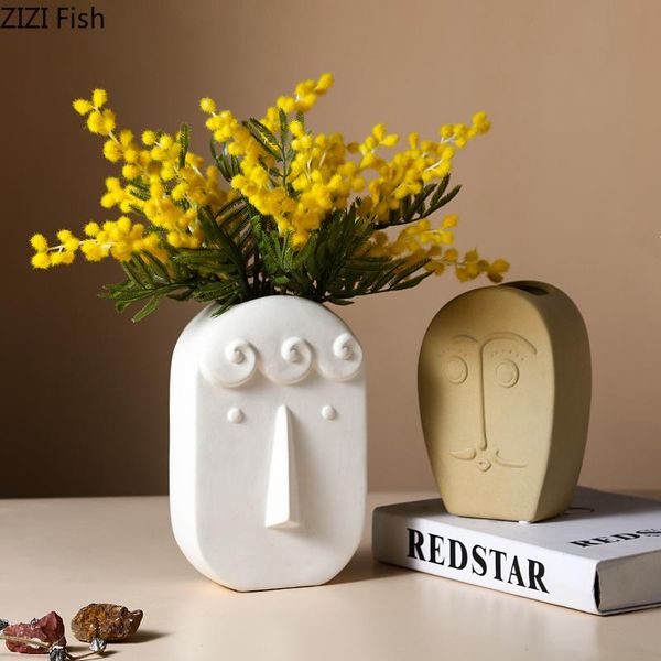 

face ceramic vase abstract cartoons human head flower arrangement ceramic handicraft ornaments modern home decoration vases