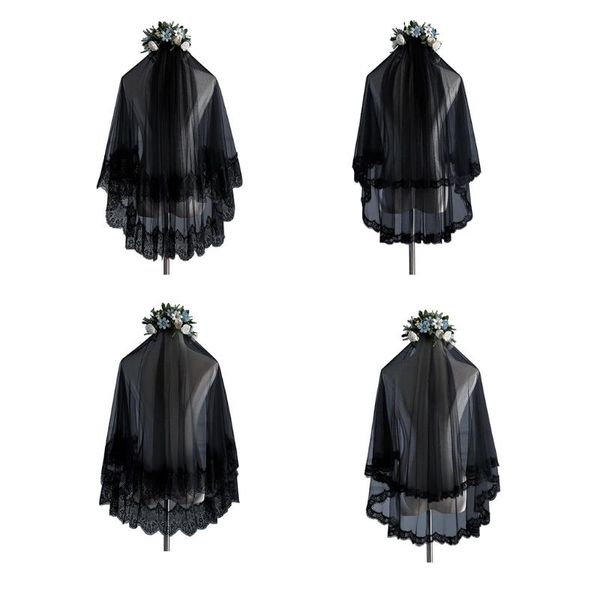 

bridal veils 2021 wedding veil with lace trim 1-layer 2-layer short black sheer