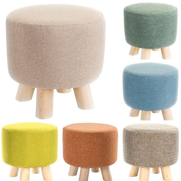 

round stool cover non-slip linen cotton footstool cover furniture stool cushion case ottoman covers for home kitchen l