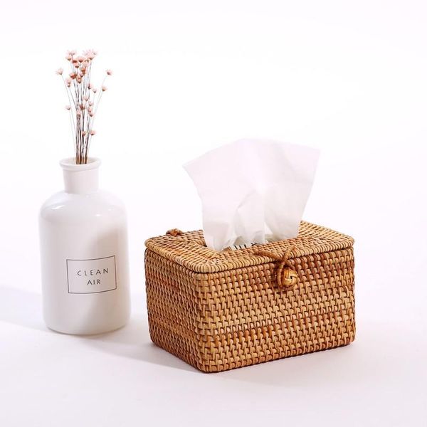 

tissue boxes & napkins paper rack rattan box elegant home decoration handmade deskcontainer napkin storage case wy81113