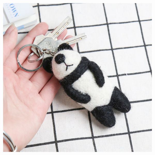 1 pc Bonito animal de lã de lã de feltro com acabamento Boneca artesanal brinquedos engraçado panda raposa pegou as mulheres saco pingente