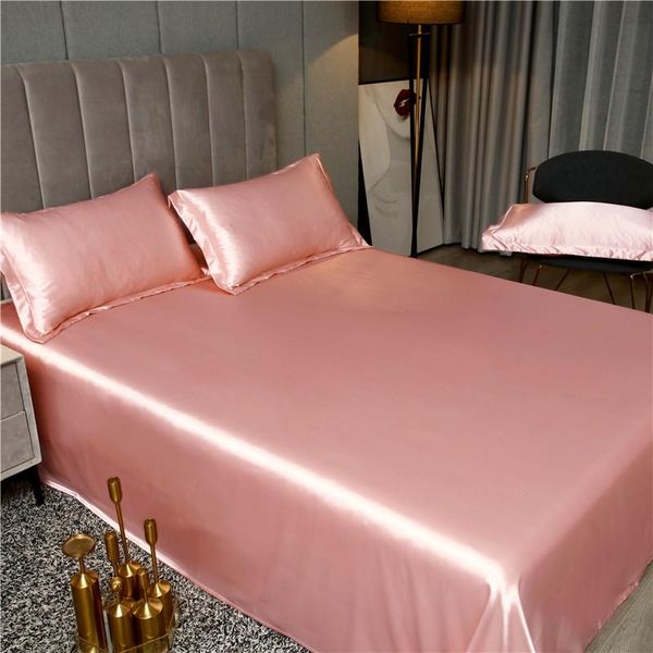 

sheets & sets summer ice silk bed single piece silky solid color simple quilt day sheet double 1.5/1.8