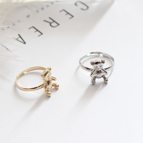 

lavieen jewelry stall ins seri cute simple bear ring, Silver