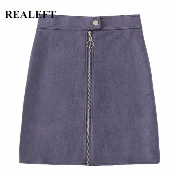

realeft autumn new arrival women suede elegant pencil mini skirts high waist empire harajuku sheath wrap skirts womens 210306, Black