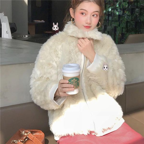 

women's jackets cmaz 2021 autumn winter thick coats for women warm berber fleece fur integrated furry thickened wo, Black;brown