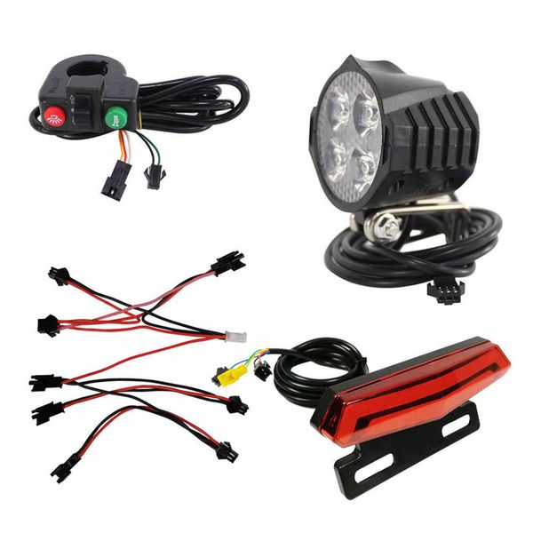 Ebike farol e tail luz conjuntos de bicicleta elétrica Bicicleta 24/36 / 48V / 60V Luzes de aviso traseira dianteira luzes LED Night Spotlight Y1119