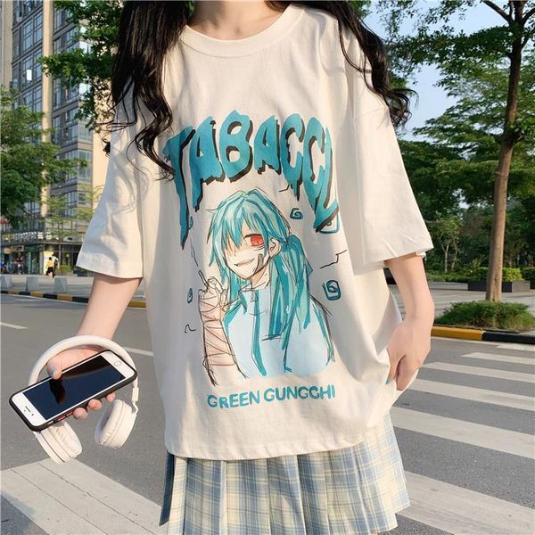 

2021 new japan lolita cartoon style graphic shirts women will see oversized short sleeve kawaii t-shirt schoolgirl clothes loose 9mjp, White