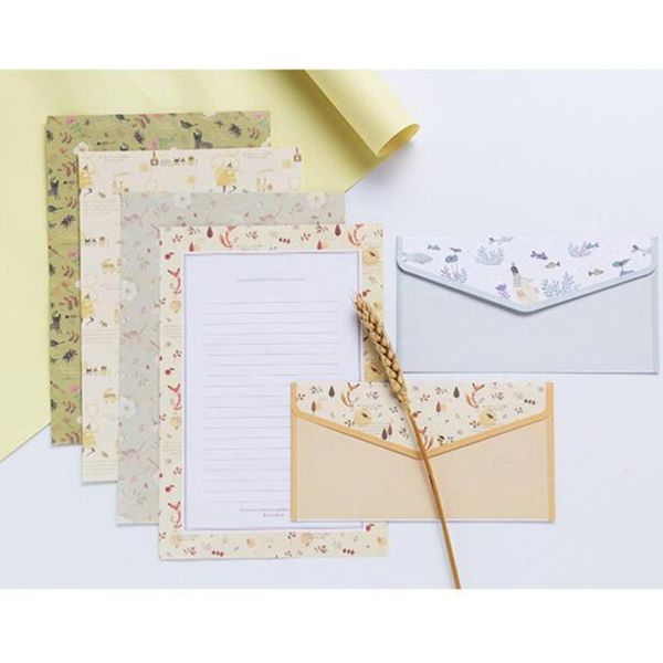 

gift wrap 5 sets/45pcs set chic pretty stationary letter paper with envelopes for home school