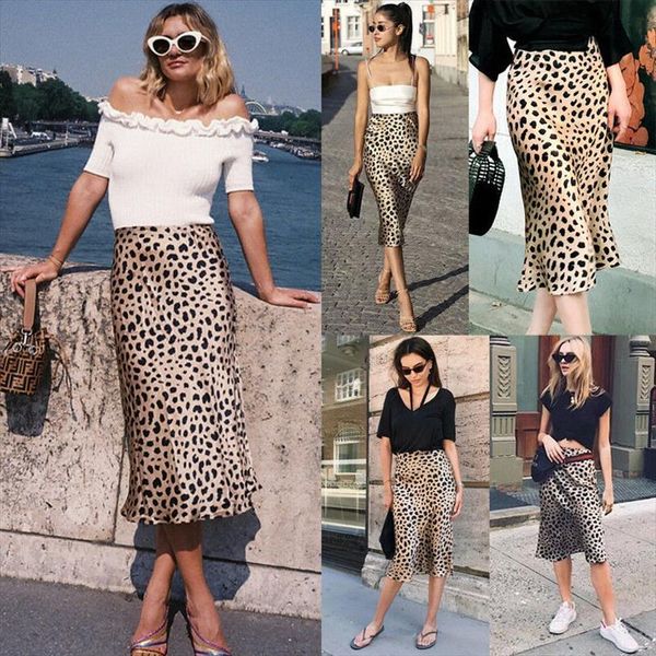 

long leopard print womens skirts high waist fashion summer, Black