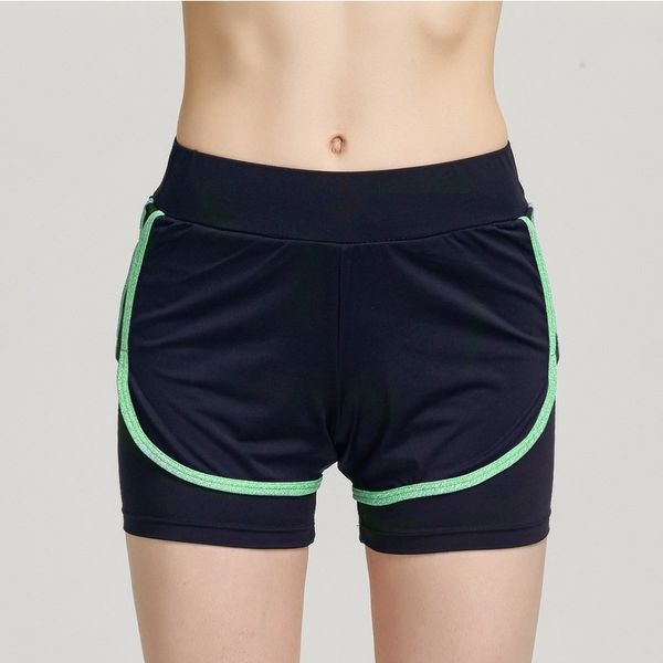 

women's four color running fitness marathon yoga casual shorts, Black