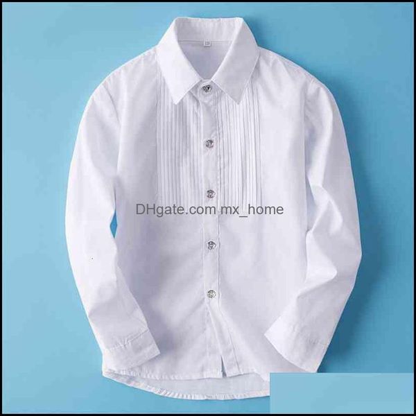 Camicie Neonato Abbigliamento per bambini Neonato, Maternità Ragazzi Camicia a maniche lunghe Bianche Uniformi scolastiche per bambini Abito drappo per festa di nozze Gentiluomo Clo