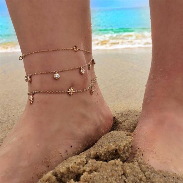 

anklets star anklet layer foot chain boho beach jewelry for women adjustable, Red;blue