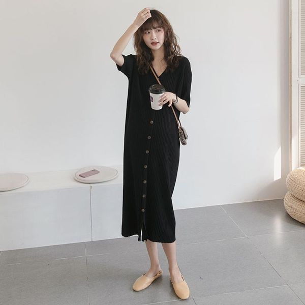 

maternity dresses fashion clothes pregnancy dress women solid colors loose casual black vestido embarazada be50dr, White