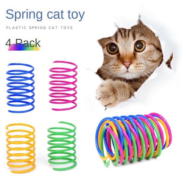 

cat toys puppy color plastic spring toy beating ball pet supplies a lot of fun