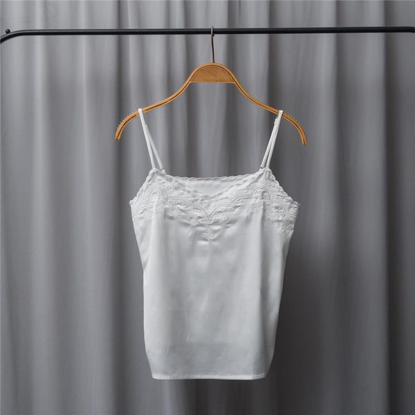 

summer embroidered women tank sling vest camisole wild stylish, White