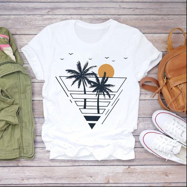 

women short sleeve beach striped geometric printing clothes lady t shirts womens t shirt ladies graphic female tee t shirt, White