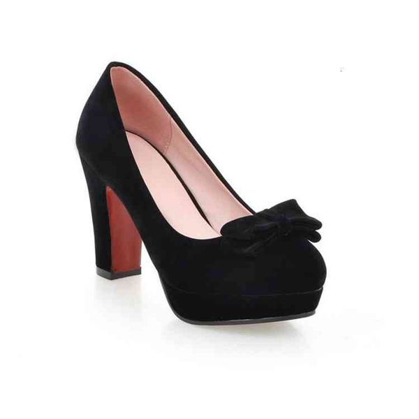 

dress shoes fashion super high heels red sole thick sweet bow princess round head bridesmaid womens shoe custom 32-43 nqtk, Black