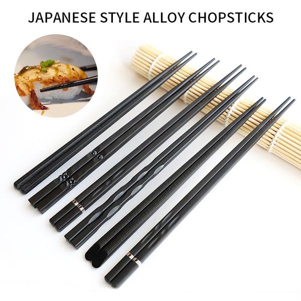 

1pair japanese chopsticks alloy non-slip sushi chop chinese gift palillos japoneses reusable chopsticks 18oct