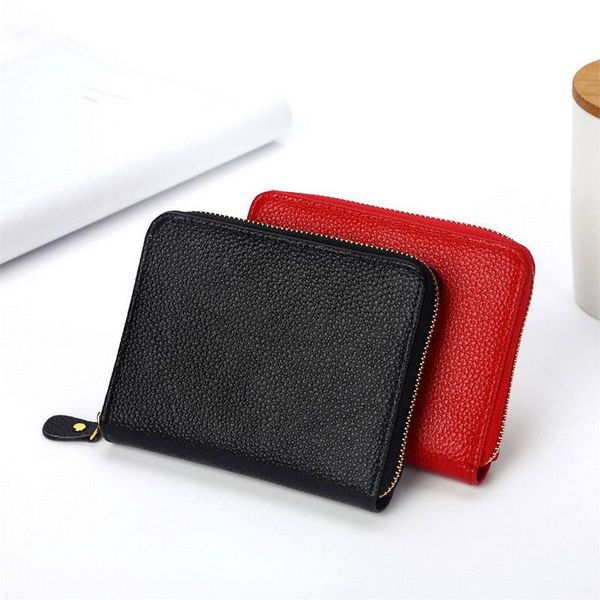 

card holders kandra genuine leather organ female id holder wallet business cardholder organize coin zipper purse, Brown;gray