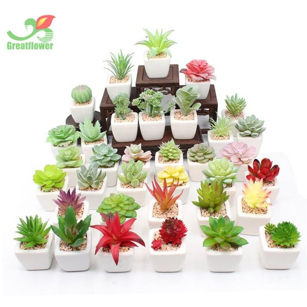 

decorative flowers & wreaths 1pc artificial succulent flocked plant fake cactus lotus unpotted garden decor simulation bonsai deskdecora