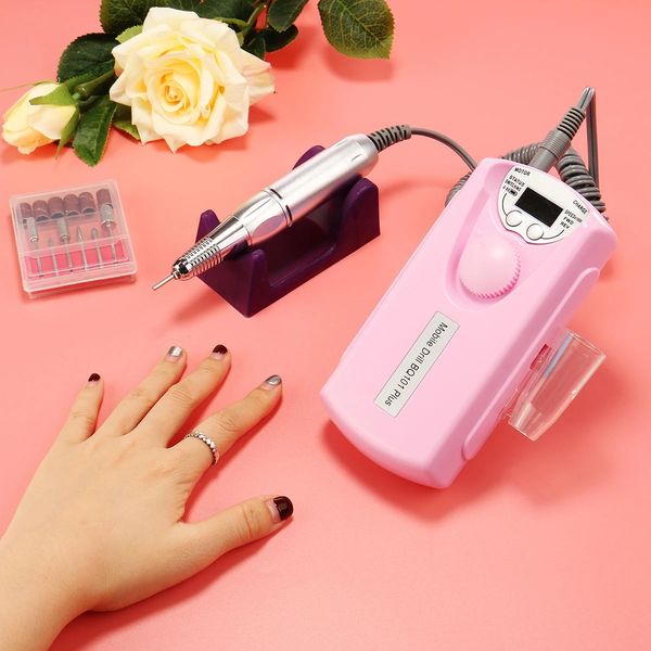 

portable rechargeable drill machine 36w manicure electric nail file art tools set for bits - eu standard, Silver