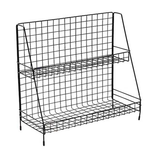 

bathroom shelves black 2-layer barbed wire basket storage cosmetics dressing table spice she