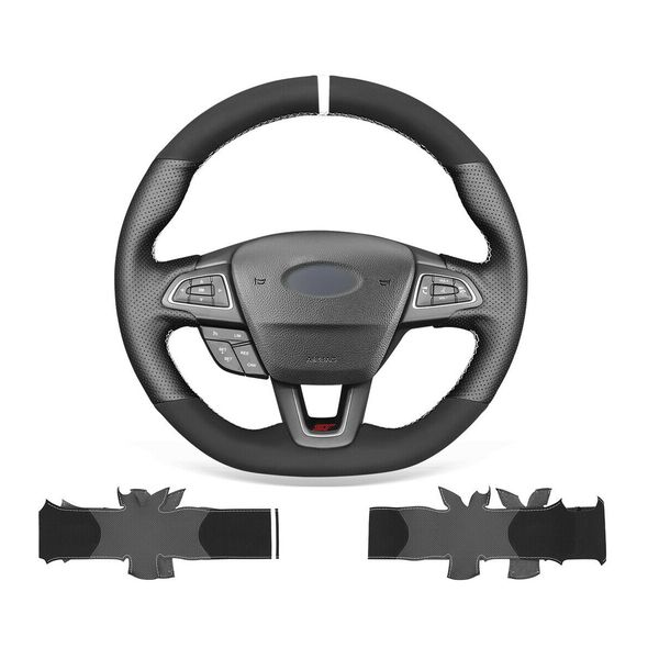

diy custom black genuine leather steering wheel cover for ford focus st