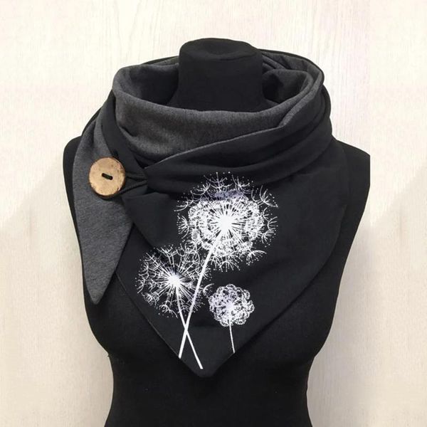 

scarves winter women scarf dandelion animal printing button soft wrap casual warm multi-purpose shawls fashion, Blue;gray