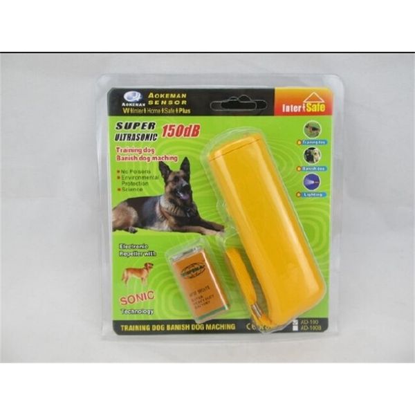 

Boxed battery free ultrasonic driving dog training barking device led flashlight