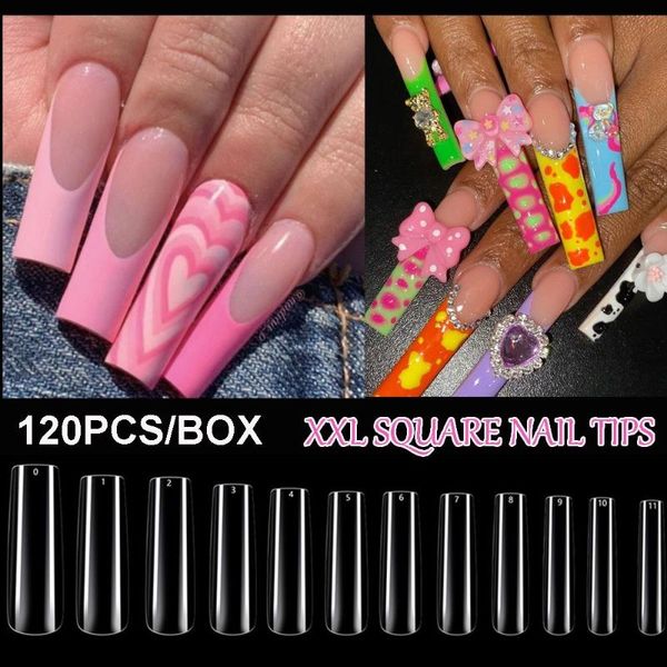 

false nails abs material long nail tips full cover extra press on xxl tapered square, Red;gold