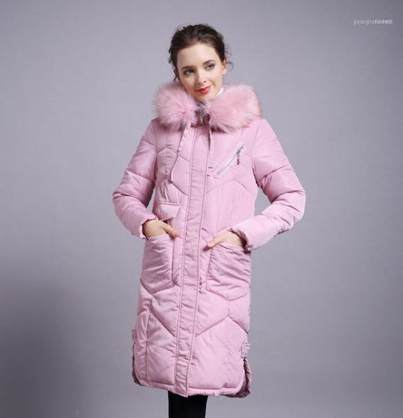 

women's down & parkas winter jacket 2021 fur collar thick warm cotton padded parka for women coat female1, Black