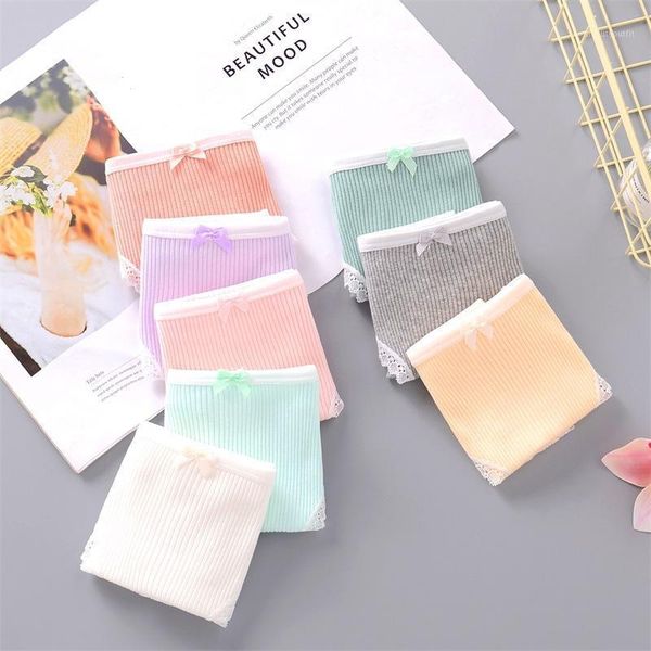 

women's panties 8pcs cotton breathable briefs solid soft seamless underwear female intimate brief, Black;pink