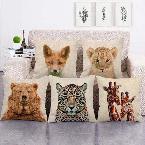 

45cm*45cm head of wild animals design linen/cotton pillow covers sofa pillowcase cushion cover decorative pillows