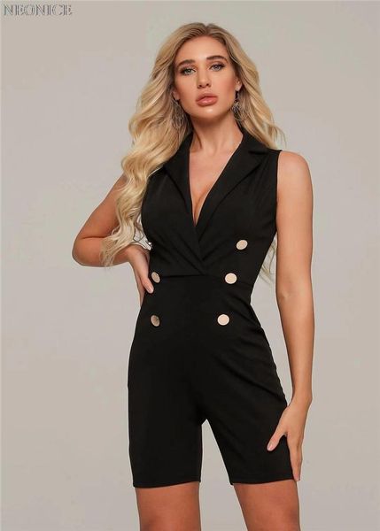 

women's jumpsuits & rompers 2021 woman playsuits tight nightclub socialite birthday christmas party fashion leisure buttons, Black;white