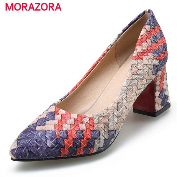

dress shoes morazora 2021 big size 33-43 high heels 7cm shallow pointed toe fashion party women pumps four seasons, Black