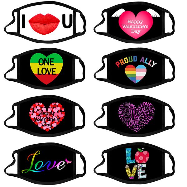 

custom logo heart pattern printed lovers cotton washable cloth mask