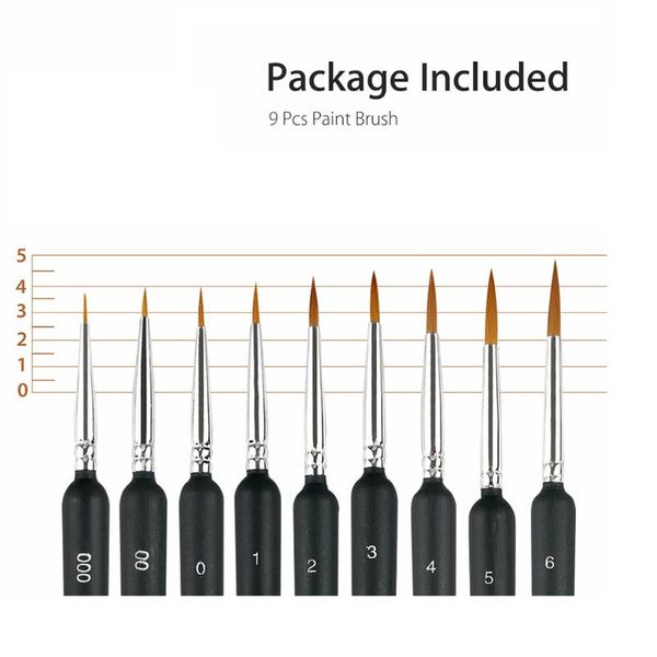 

dotting tools 9pcs/set miniature paint brush set fine detail art nail oil painting pen hjl2021, Silver