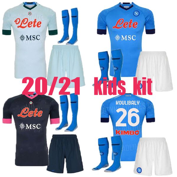 

kids kit napoli soccer jersey 20 21 naples football shirt 2020 2021 koulibaly camiseta de fútbol insigne milik maillots h.lozano mertens, Black