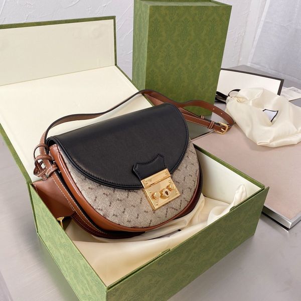 

luxurys designers bag g's padlock key saddle bag with new green embossed folding gift box package of cowhide one shoulder messenger bag