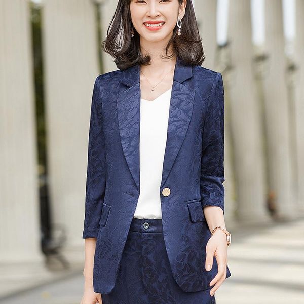 

fashion casual blazer women jacket long sleeve blue work office uniform styles business clothes, White;black