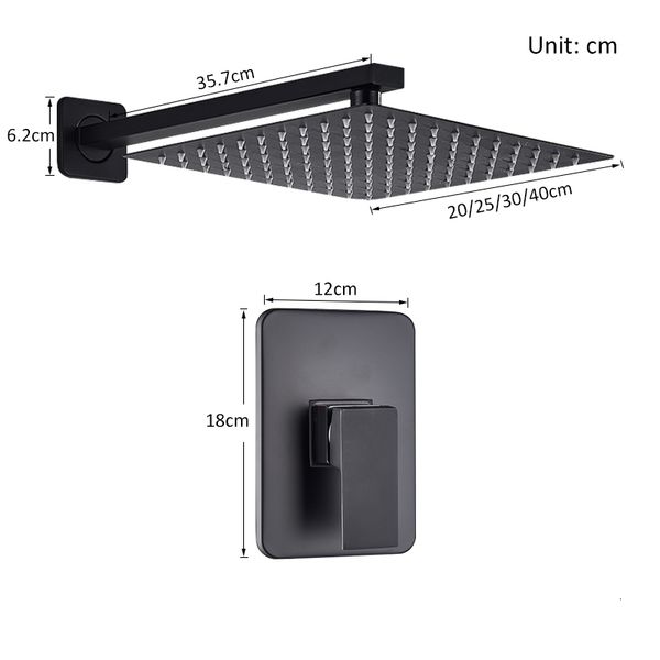 

bathroom shower heads matte black rainfall wall mounted 1-way concealed system single handle cold water mixer bathtub vepm