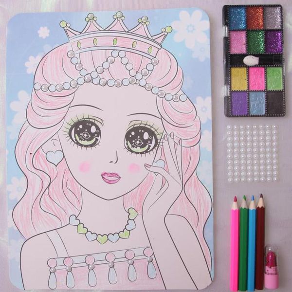 

other arts and crafts 4pcs/set makeup painting book lovely colorful toy drawing paper for girls