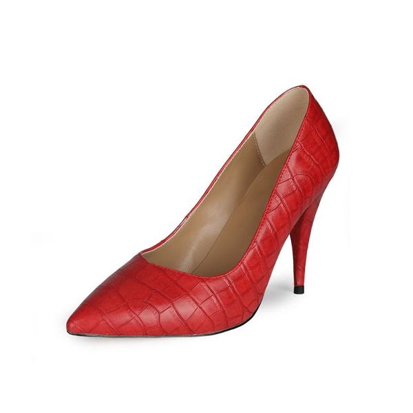 

dress shoes stone print stiletto pumps for ladies pointed toe heel women slip on microfiber big size 47, Black