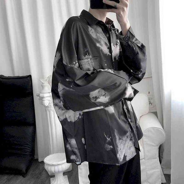 Camicetta oversize primavera / estate Camicie da donna Uomo Stile Harajuku Retro Pittura a olio Splash Dot Camicia a maniche lunghe a maniche lunghe Trend Goth G0105